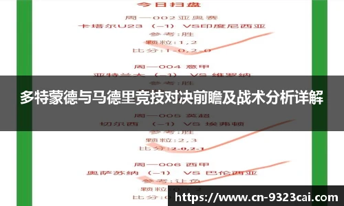 多特蒙德与马德里竞技对决前瞻及战术分析详解